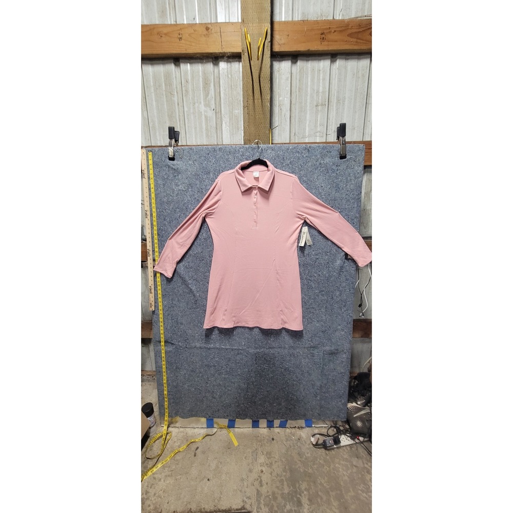 No Boundaries Polo Long Sleeve‎ Button Front Dress Dusty Rose  Size XL NWT